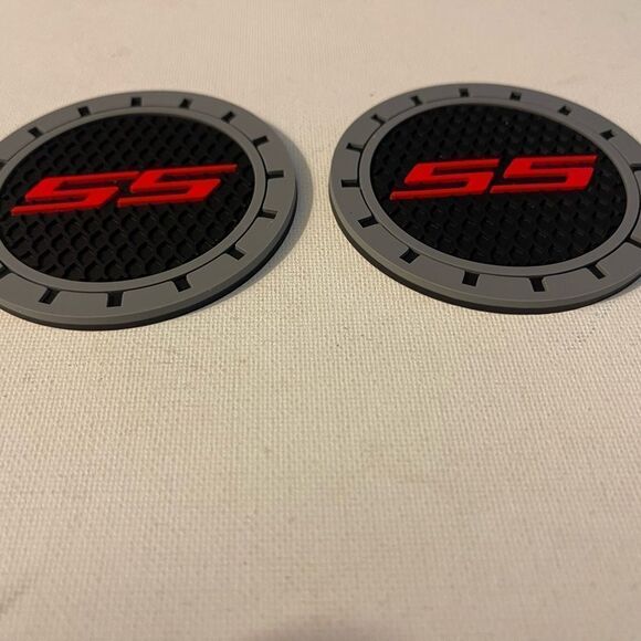 SS logo cup Coasters in black and gray Set of 2 NWT - Picture 6 of 7